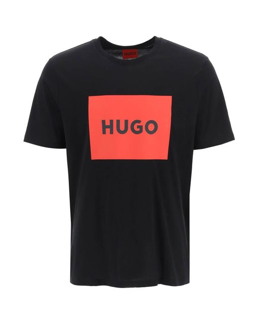 Camiseta Dulive con caja de logotipo HUGO de hombre de color Black