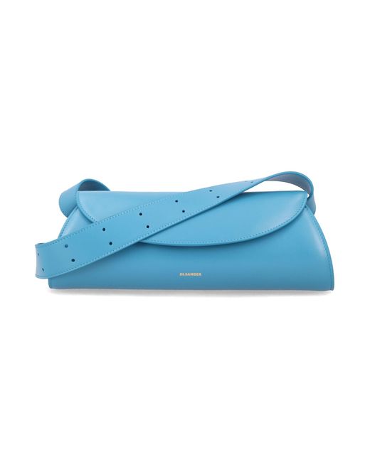 Jil Sander Blue Cannolo Small Leather Bag