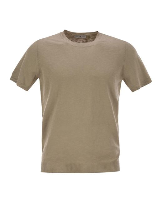 PT Torino Gray Crew Neck Short Sleeved Cotton Jersey for men