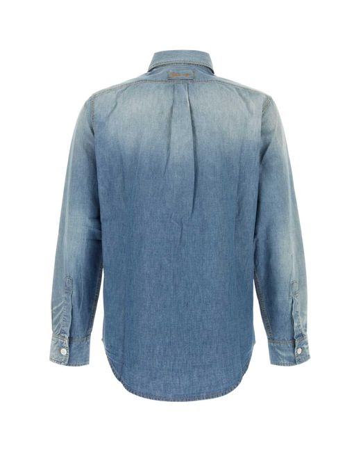 Givenchy Blue Patchwork Denim Shirt for men