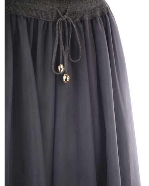 Fabiana Filippi Gray Tulle Midi Skirt