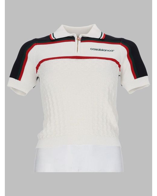 Casablanca White Tennis Polo Shirt for men