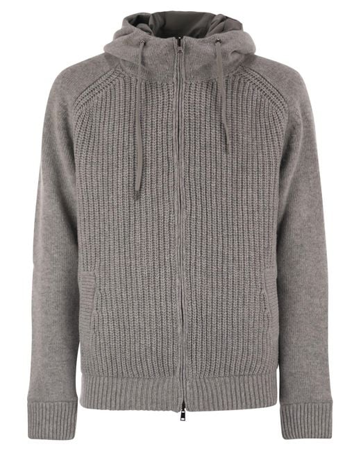 Herno Gray Reversible Padded Wool Bomber Jacket for men