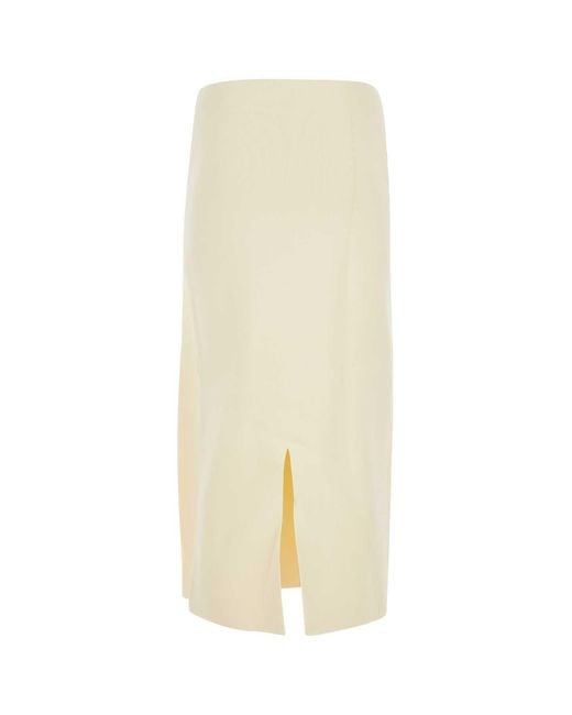 Jil Sander White Viscose Midi Skirt