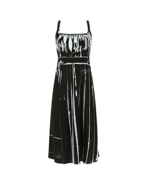 Prada Black Printed Stretch Viscose Dress