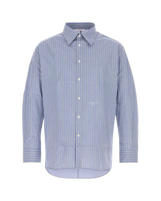 Givenchy Blue Logo Stripes Shirt for men
