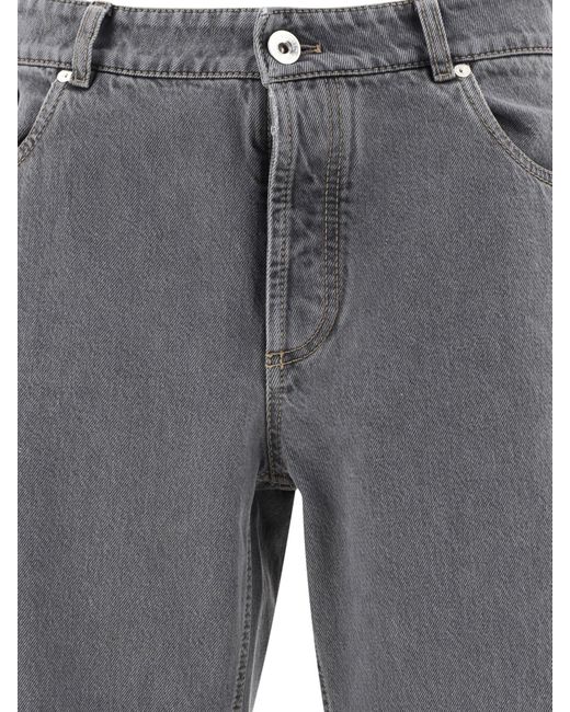 Jeans de mezclilla de escala de grises Brunello Cucinelli de hombre de color Gray