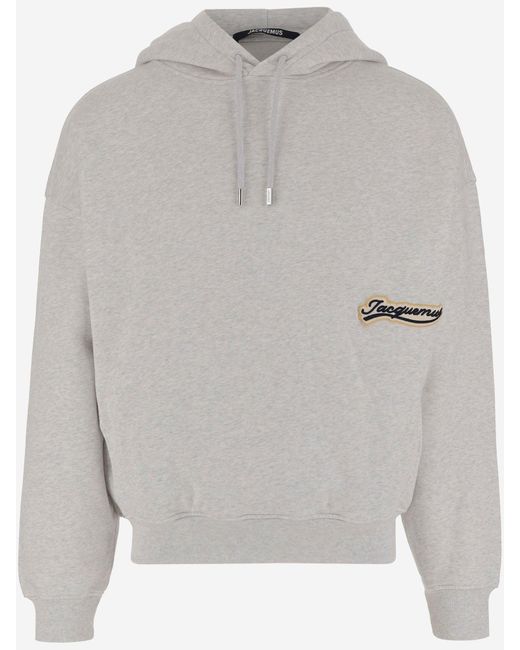 Felpa Con Logo E Cappuccio-Uomo di Jacquemus in Gray da Uomo