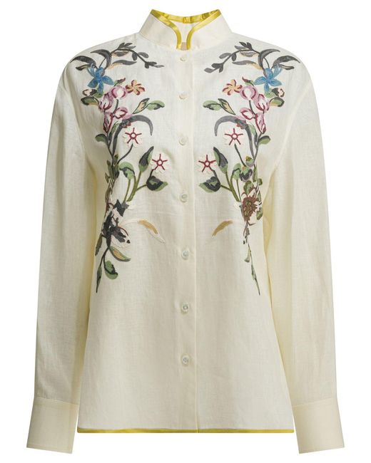 Valentino Multicolor Embroidered Casual Shirt Shirts White
