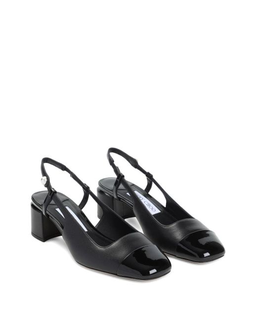 Saint Laurent Black Elisa Patent Leather Slingback Pumps
