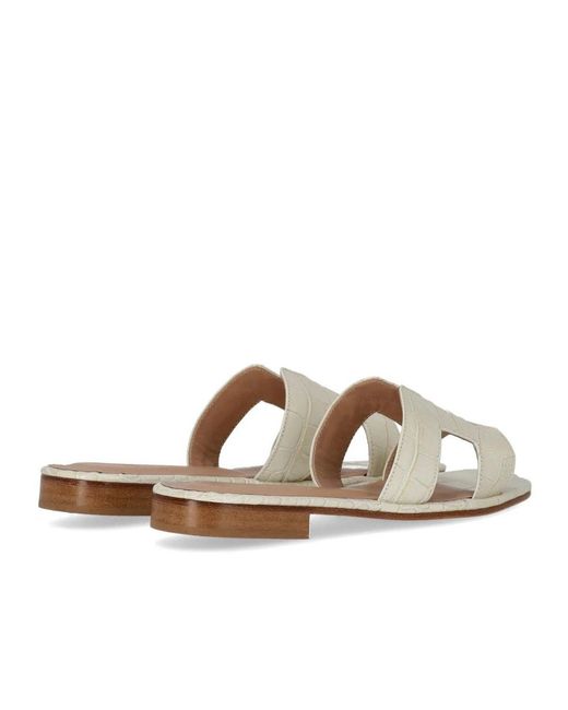 Paolo Ferrara White Croco Print Sandal