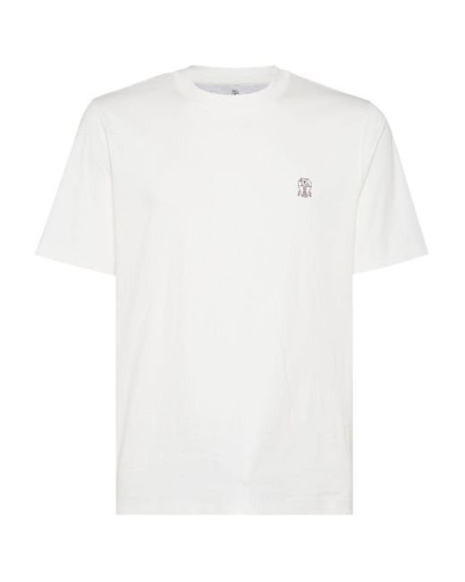 Brunello Cucinelli Logo Print T-Shirt in White für Herren