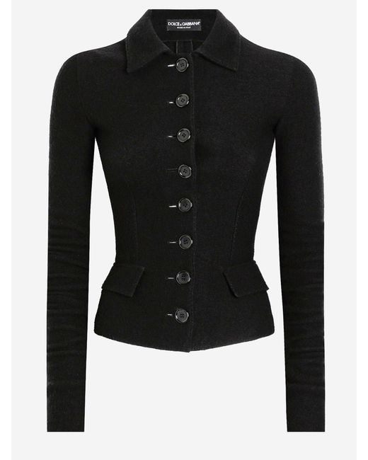 Dolce & Gabbana Black Single Breasted Wool Cloth Jacket