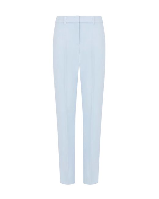 Pantalon Avec Passants En Crêpe Cady Avec Nervures Emporio Armani en coloris Blue