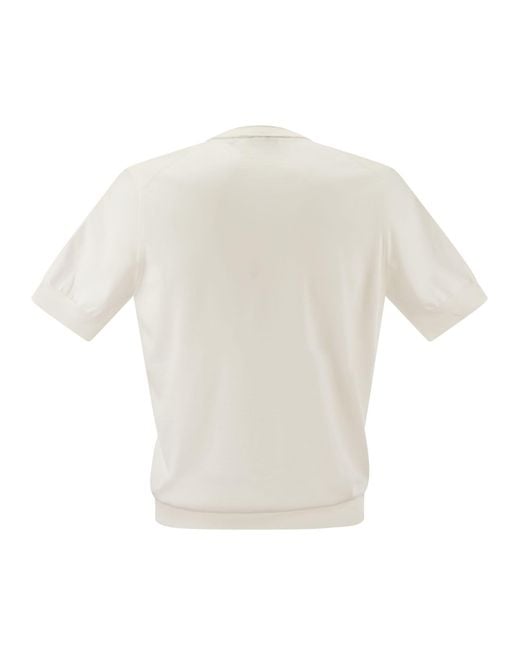 Brunello Cucinelli Baumwoll -Strick -T -Shirt in White für Herren