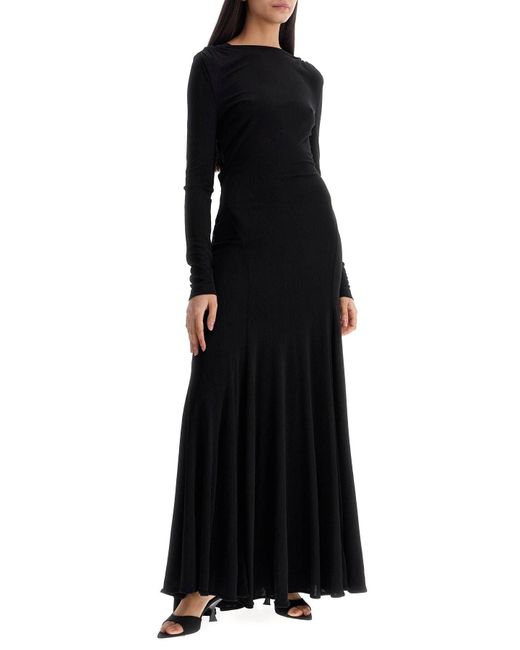 Christopher Esber Black Long Viscose Maxi Dress With Copper And Stone Decoration