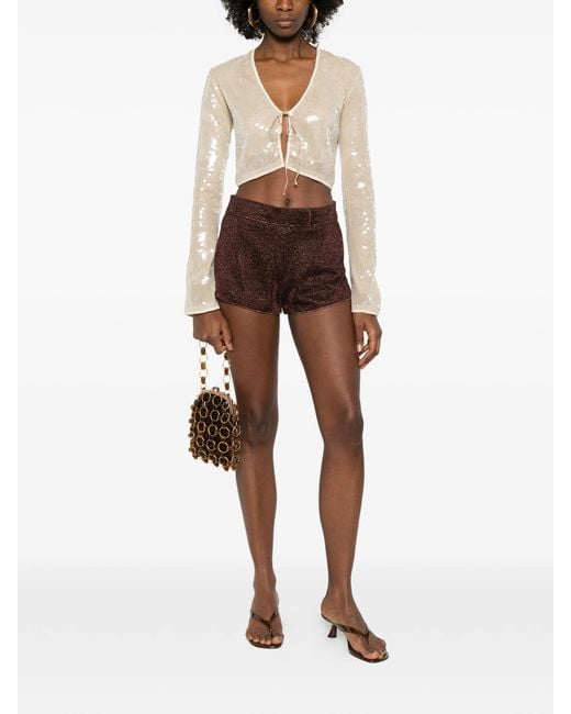 Oseree Brown Lumière Shimmer Shorts