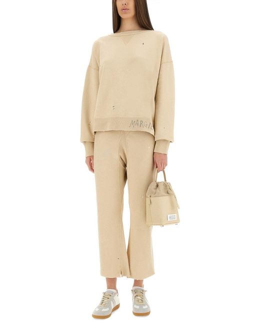 Maison Margiela Natural Relaxed Fit Wide Leg Cotton Pants for men
