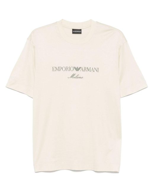 Emporio Armani White Crewneck Logo T-Shirt for men