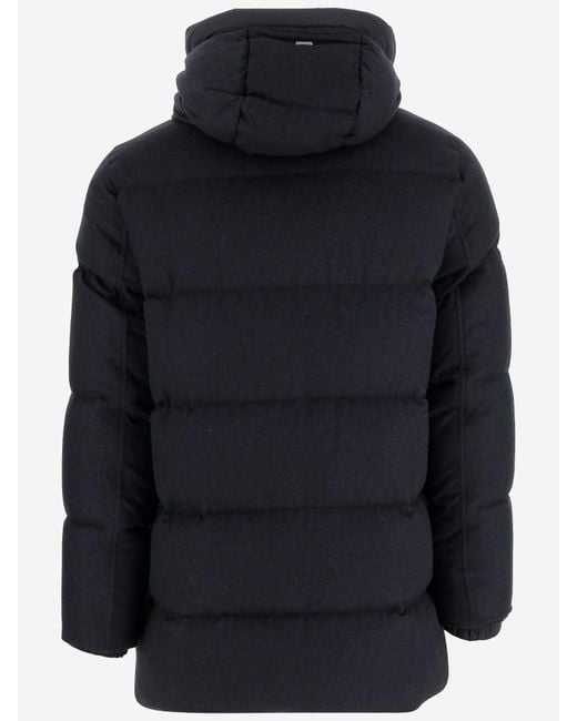 Herno Blue Silk And Cashmere Padded Down Jacket