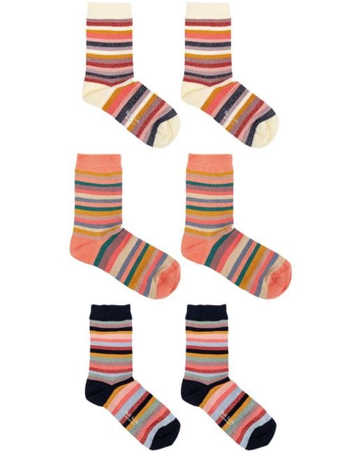 Paul Smith White 3Er-Set Socken Mit Swirl-Muster