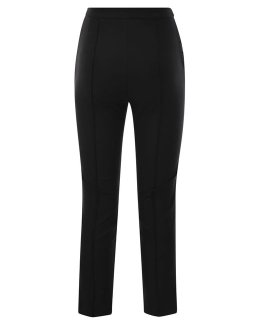 Pantalones rectos en tela técnica bi elástica con sujeción Elisabetta Franchi de color Black