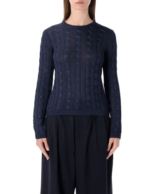 Ralph Lauren Blue Silk Cable-Knit Sweater