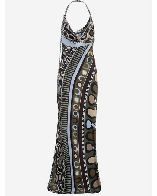 Emilio Pucci White Dress Silk And Viscose All-Over Print