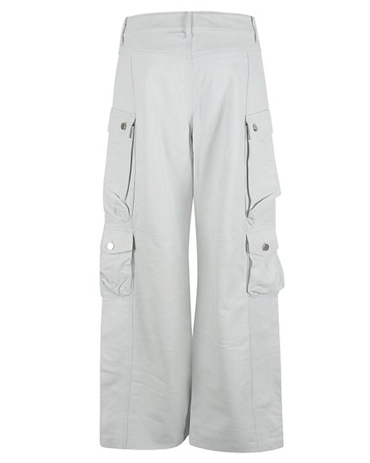 Fermas.club White Leather Cargo Pants
