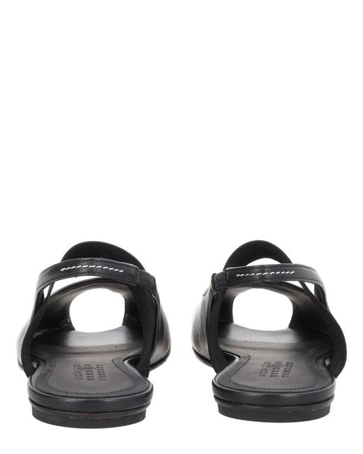 MM6 by Maison Margiela White Leather Slingback Flat Shoes