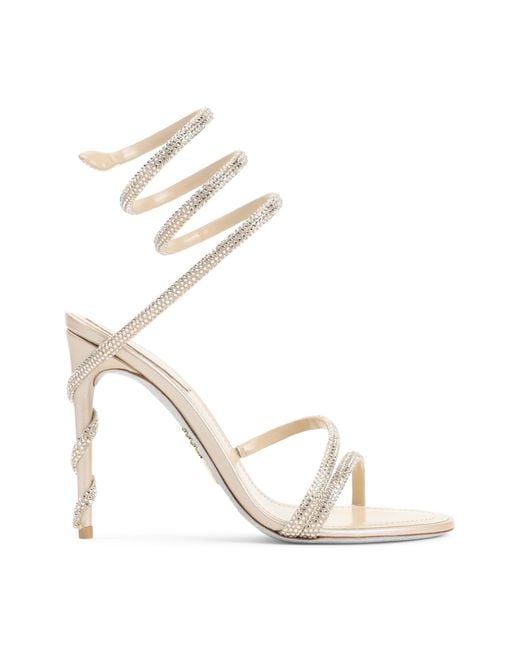 Rene Caovilla White Satin Cleo Crystal Sandals