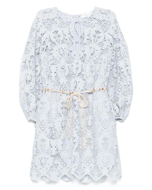 Zimmermann Mini-Jurk Met Kanten Detail in het Blue