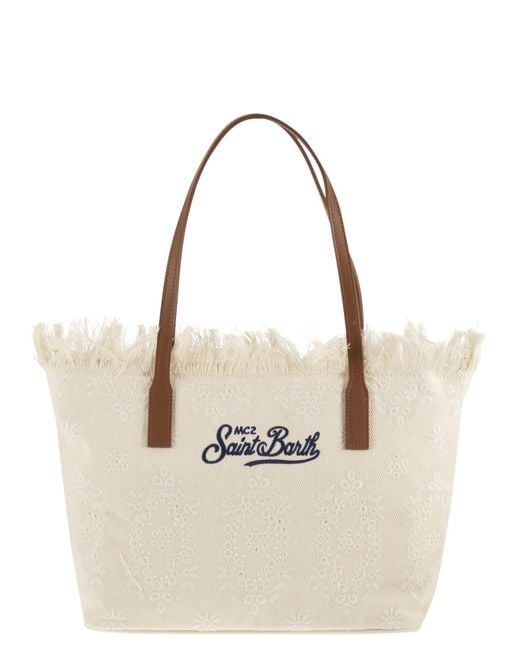 Mc2 Saint Barth Natural City Sangallo Shopper Bag With Embroidered Logo