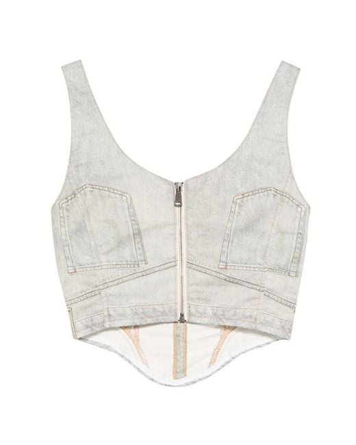 Haikure White Sleeveless V-neck Top