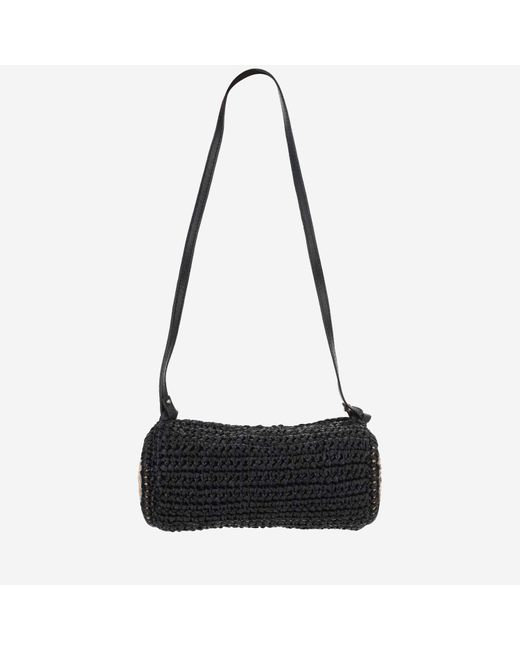 Filippo Catarzi 1910 Black Viscose And Straw Blend Bag