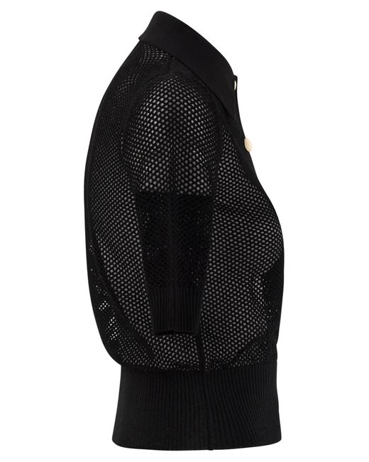 Sportmax Casta Mesh Gebreide Poloshirt in het Black