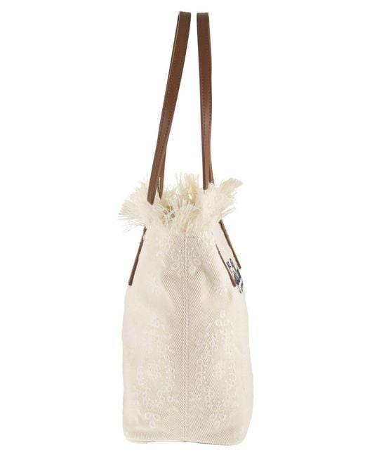 Mc2 Saint Barth Natural City Sangallo Shopper Bag With Embroidered Logo