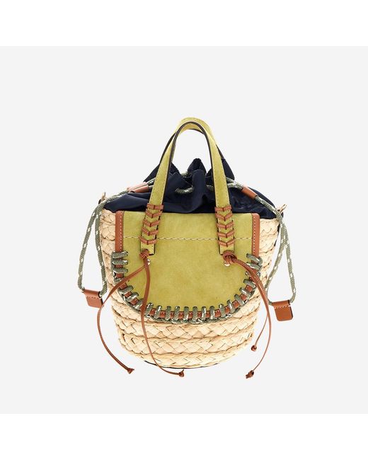 CUBA LAB Metallic Habanera Leather And Rafia Bag