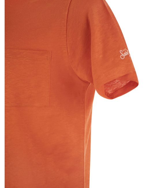 Mc2 Saint Barth Ecstasea Linnen T -shirt Met Zak in het Orange