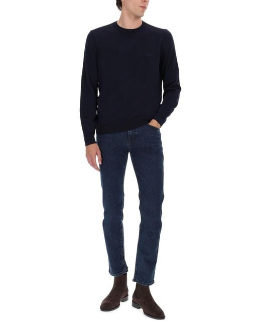 Boss Blue Virgin Wool Sweater for men
