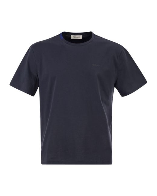 Premiata Blue Cotton T Shirt With Technical Detail And Logo for men