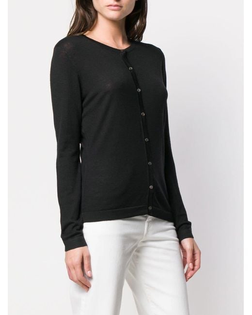 LA ROSE Black Round Neck Cardigan