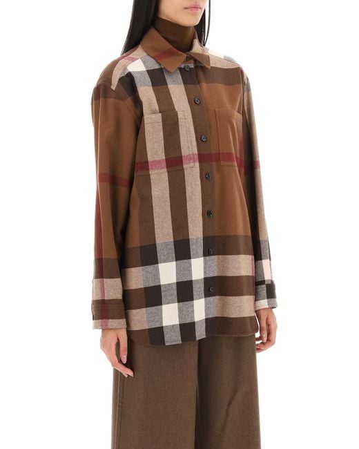 Burberry Avalon Overshirt In Check Flannel in het Brown