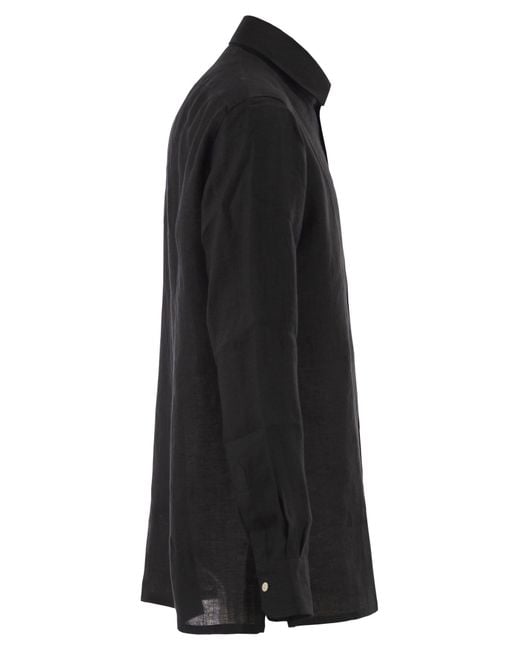 Kiton Black Tailored Linen Shirt for men