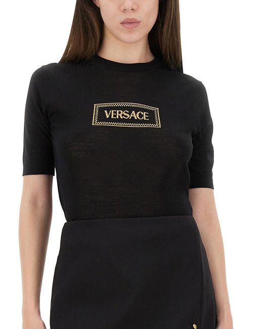 Versace Black Logo Crew Neck Sweater