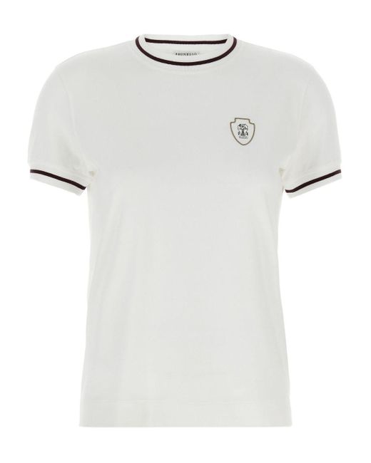 T-Shirt À Logo Imprimé Brunello Cucinelli en coloris White