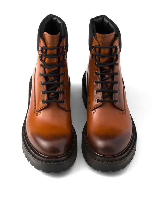 Prada Brown Leather Boots for men