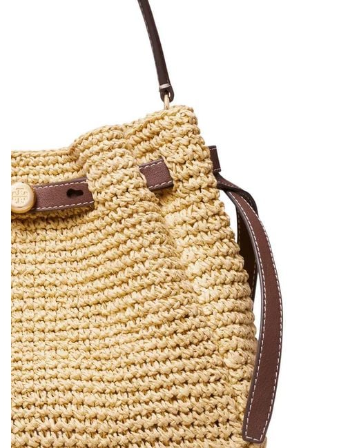 Tory Burch Metallic Romy Woven Bucket Bag