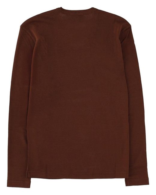 Lemaire Brown Solid Round Neck T-Shirt