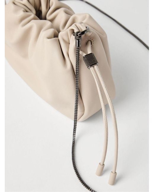 Brunello Cucinelli Natural Kleine Mellow Beuteltasche